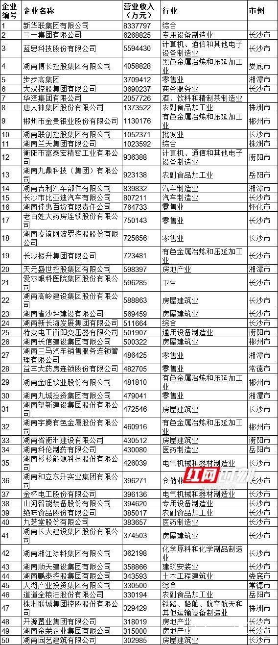 湖南省民營(yíng)企業(yè)百強(qiáng)名單